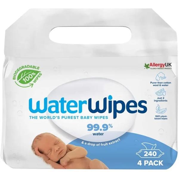 Waterwipes BIO Baby Salviette Detergenti per Neonati 4x60 Unità