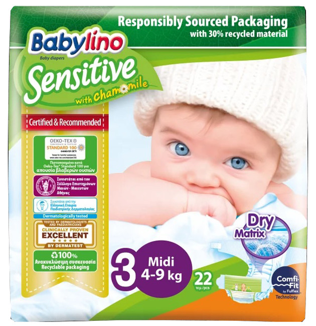 Babylino Sensitive Pannolini Taglia 3 (4-9 Kg) 56 Pezzi