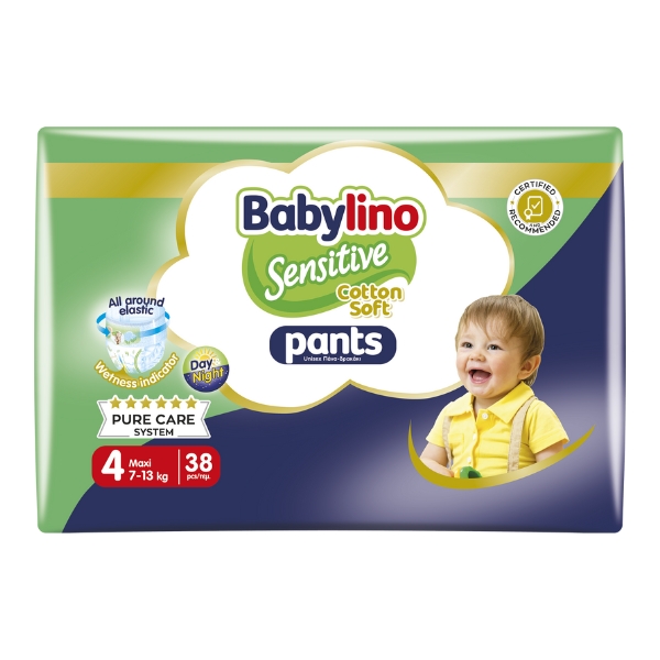 Babylino Pants Sensitive Pannolini A Mutandina Taglia 4 Maxi (7-13 Kg) 38 Pezzi