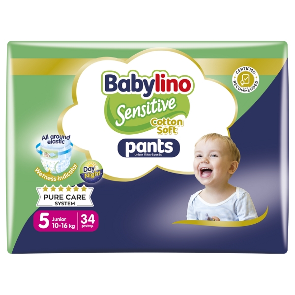Babylino Pants Sensitive Pannolini A Mutandina Taglia 5 Junior (10-16 Kg) 34 Pezzi