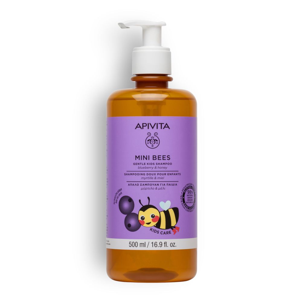 Apivita Mini Bees Shampoo Delicato per bambini con Mirtillo e Miele - 2 anni 500 ml