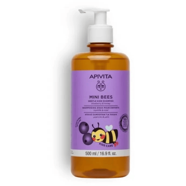 Apivita Mini Bees Shampoo Delicato per bambini con Mirtillo e Miele - 2 anni 500 ml