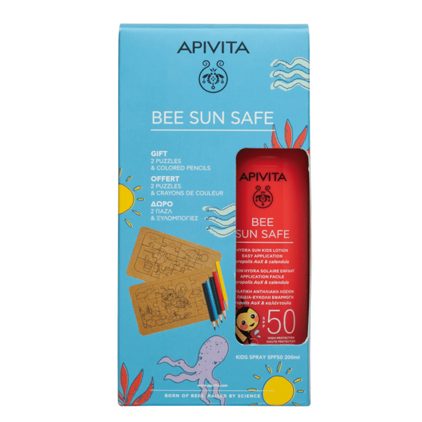 Apivita Bee Sun Safe Hydra Sun Lozione Spray Bambino SPF50 Con 2 Puzzle e Matite In Regalo — confronto prezzi