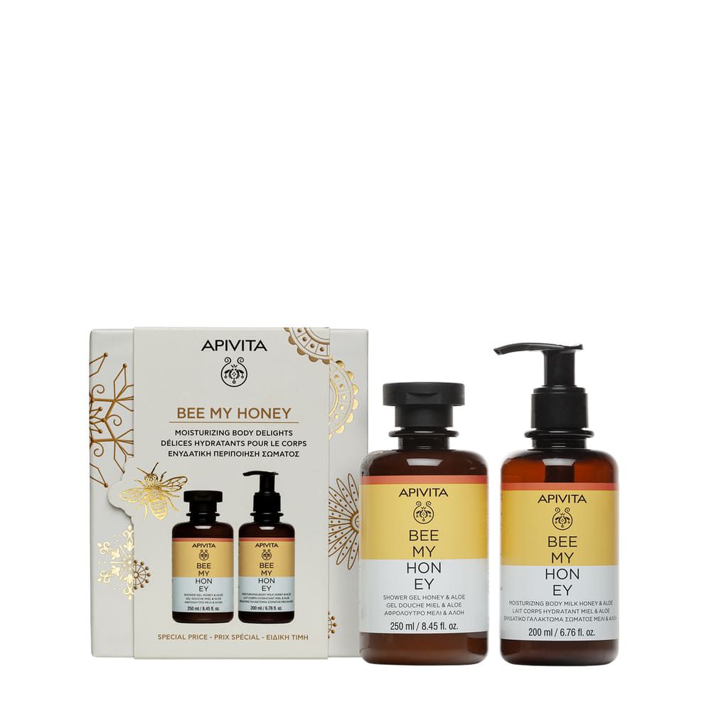 Apivita Promo Xm Bee My Honey Gel Doccia Miele Aloe + Moisturizing Body Milk 1 pz Set