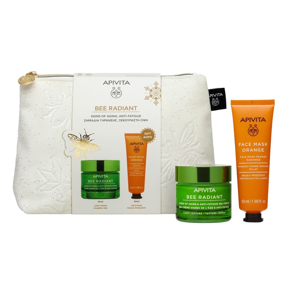 Apivita Promo Xm Bee Radiant Light Crema Gel Segni Eta' e Anti-Fatica Texture Leggera + Face Mask Orange 1 pz Set