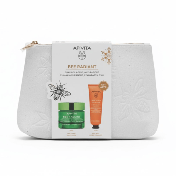 Apivita Cofanetto Regalo Bee Radiant con Crema Gel Anti-età e Anti-fatica Texture Ricca 50 ml + Apivita Maschera Viso Illuminante Arancia 50 ml