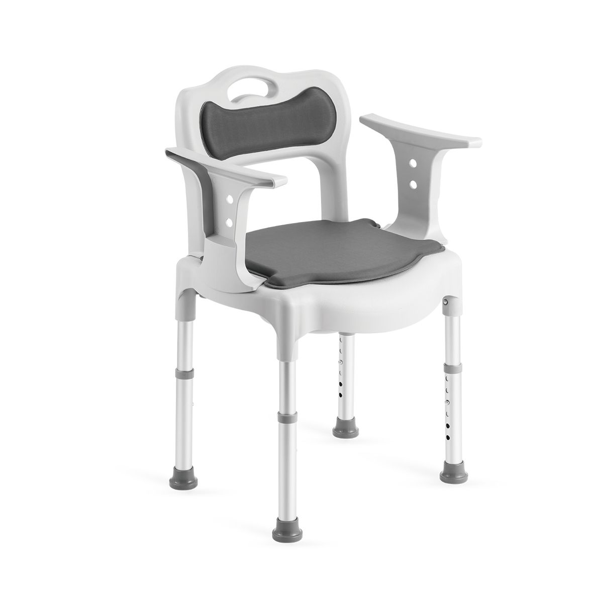 Ausilium Sedia Comoda per Doccia e WC – Altezza Regolabile con Schienale Braccioli Removibili 1 St