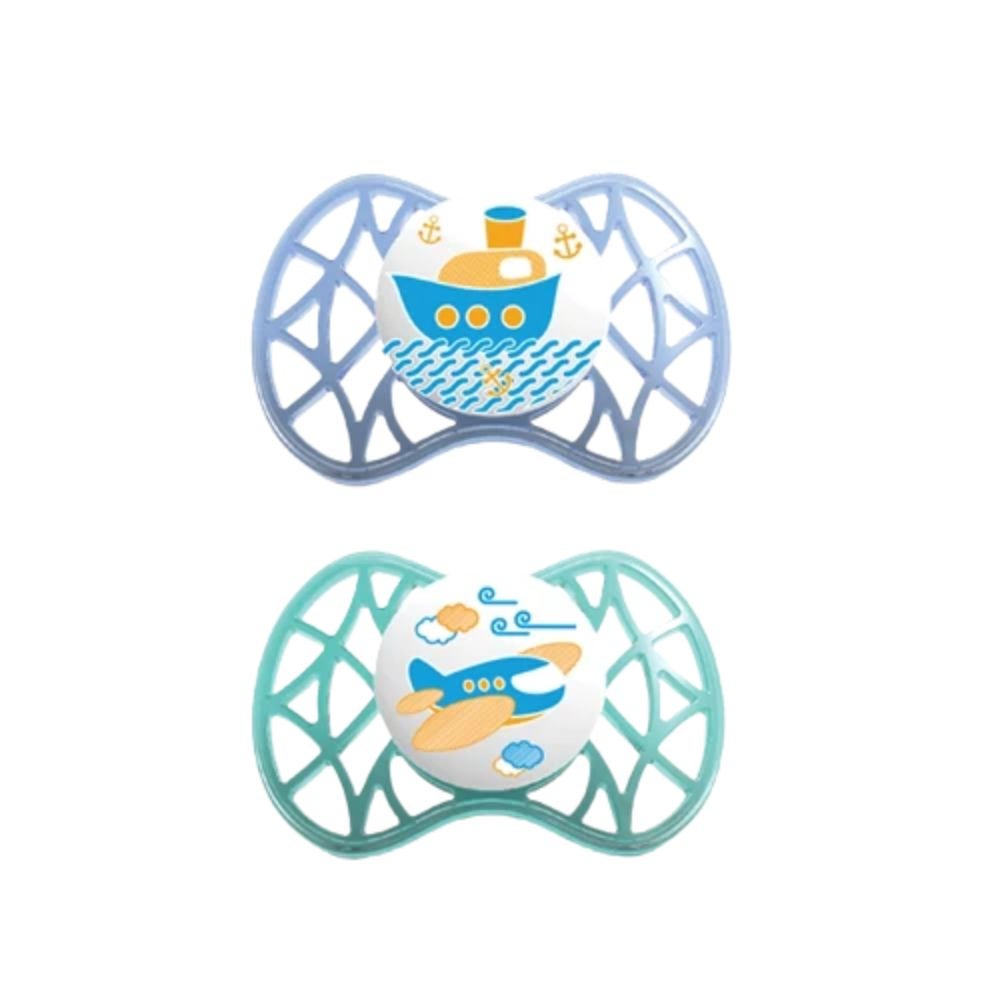 Nuvita Succhietto AIR 55 con Tettarella Simmetrica 0-6m+ colore Blu e Tiffany, 2 succhietti