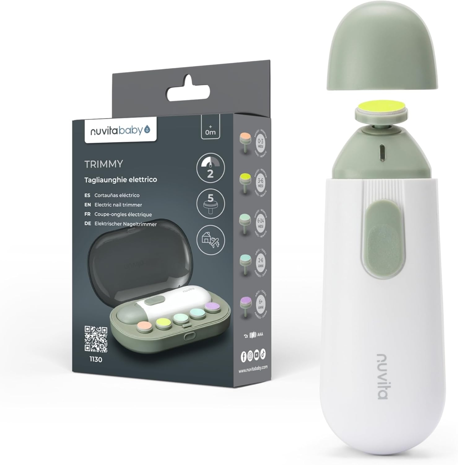 Nuvita Trimmy Set Tagliaunghie Elettrico Delicato E Sicuro Per Neonati E Bambini Con 5 Testine E Custodia — confronto prezzi