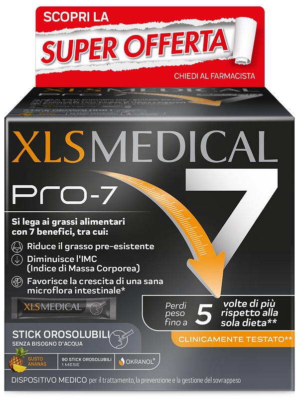 Xls Medical Pro-7 Dispositivo Medico Per Il Trattamento E La Prevenzione Del Sovrappeso 90 Stick Orosolubili