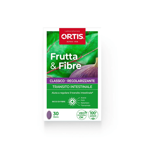 Frutta e Fibre Classico Integratore per il Transito Intestinale Pigro Frequente 30 Compresse