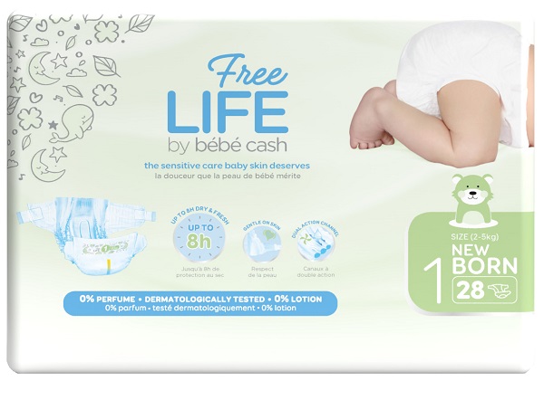 Freelife By Bebecash New Born Taglia 1 2-4 Kg Girovita 30-41 Cm 28 Pezzi St