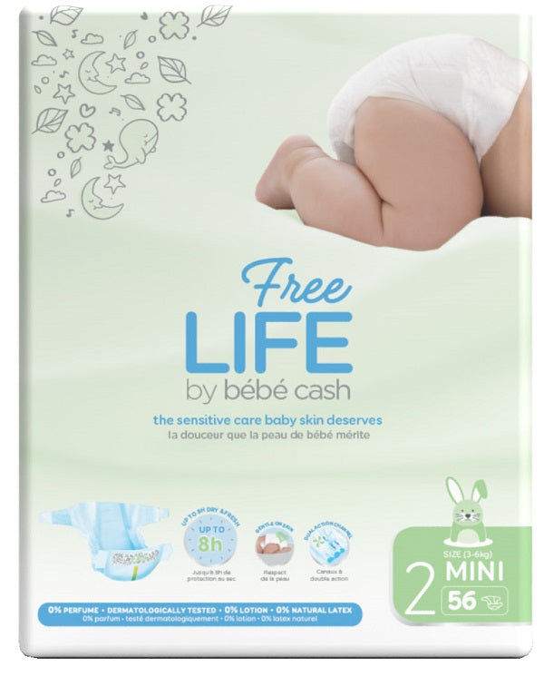 Freelife By Bebecash Pannolino Mini Taglia 2 3-6 Kg Girovita 30-48 Cm 56 Pezzi St — confronto prezzi