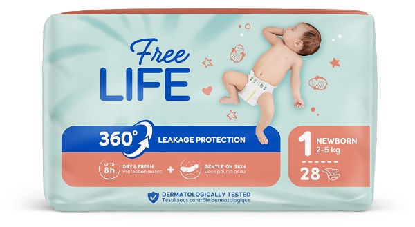 Freelife Newborn Pannolini taglia 1 2-5Kg, 28 pannolini
