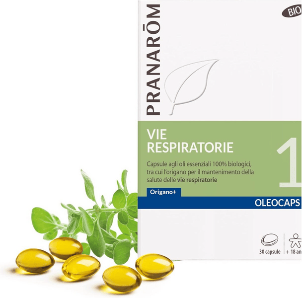 Pranaram Oleocaps 1 Vie Respiratorie Con Oli Essenziali Mirati Origano Comune e Limone Biologico 30 Capsule Pre-dosate