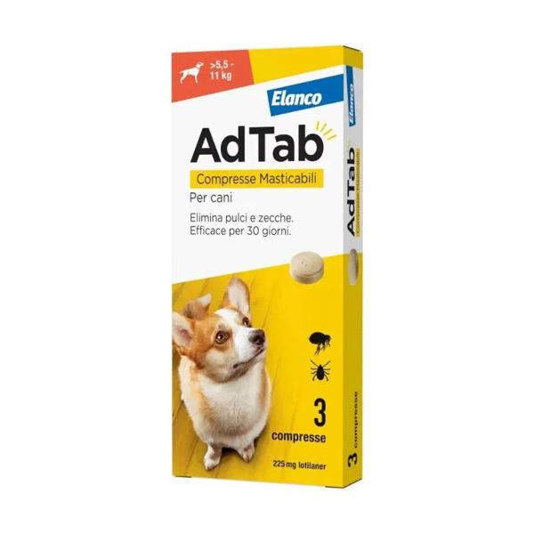 AdTab Antiparassitario per Cani 5,5-11 kg da 3 Compresse Masticabili 225 mg — confronto prezzi
