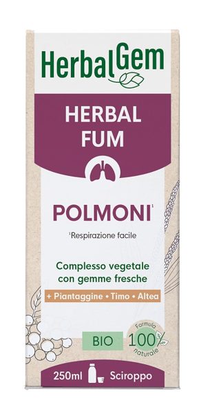 Herbalgem Herbal Fum Polmoni 250 ml Sciroppo per Benessere Respiratorio dei Fumatori