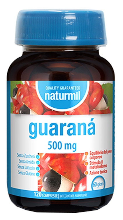 Dietmed Naturmil Guaranà 500mg Integratore per il metabolismo e la stanchezza, 120 compresse
