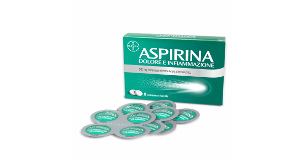 Aspirina Dolore e Infiammazione 8 Compresse Antidolorifico Antinfiammatorio per Mal di Testa e Dolori