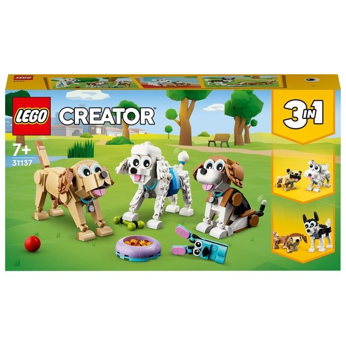 LEGO Creator 31137 Adorabili Cagnolini, Set 3 in 1 con Bassotto, Carlino, Barboncino e altri Animal St