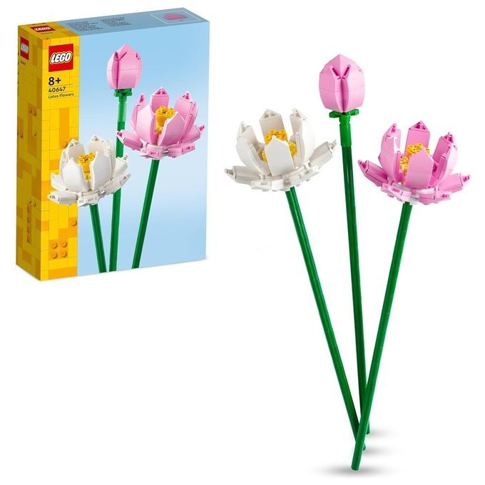 LEGO Creator 40647 Fiori di Loto, Finti per Bambini da 8+, Bouquet Regalo San Valentino, 1 St