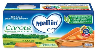 Mellin Omogeneizzato Carote 2 X 80 G 160 g Pappa