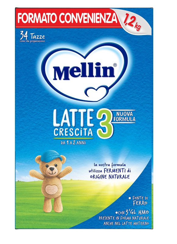 Mellin 3, Latte di Crescita, Latte in Polvere dal 12° al 24° Mese Compiuto, 1,2kg