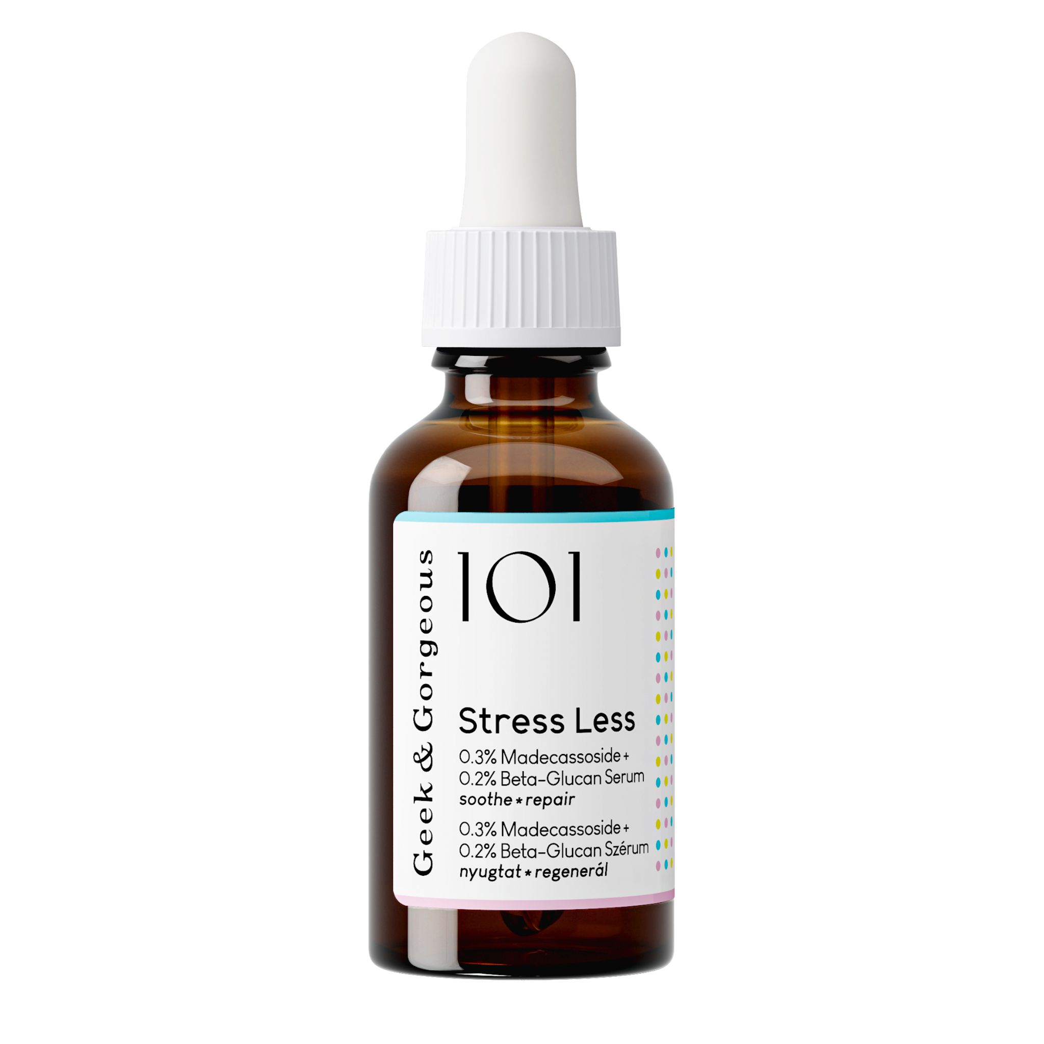 Geek & Gorgeous 101 Stress Less Serum, Lenitivo e riparatore con Beta-Glucano Centella 91 g Siero