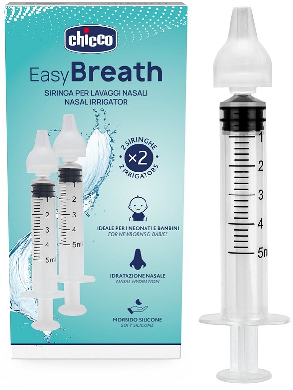 Chicco Easy Breath - Siringhe monouso per il lavaggio nasale dei bambini, 2 pezzi da 5 ml