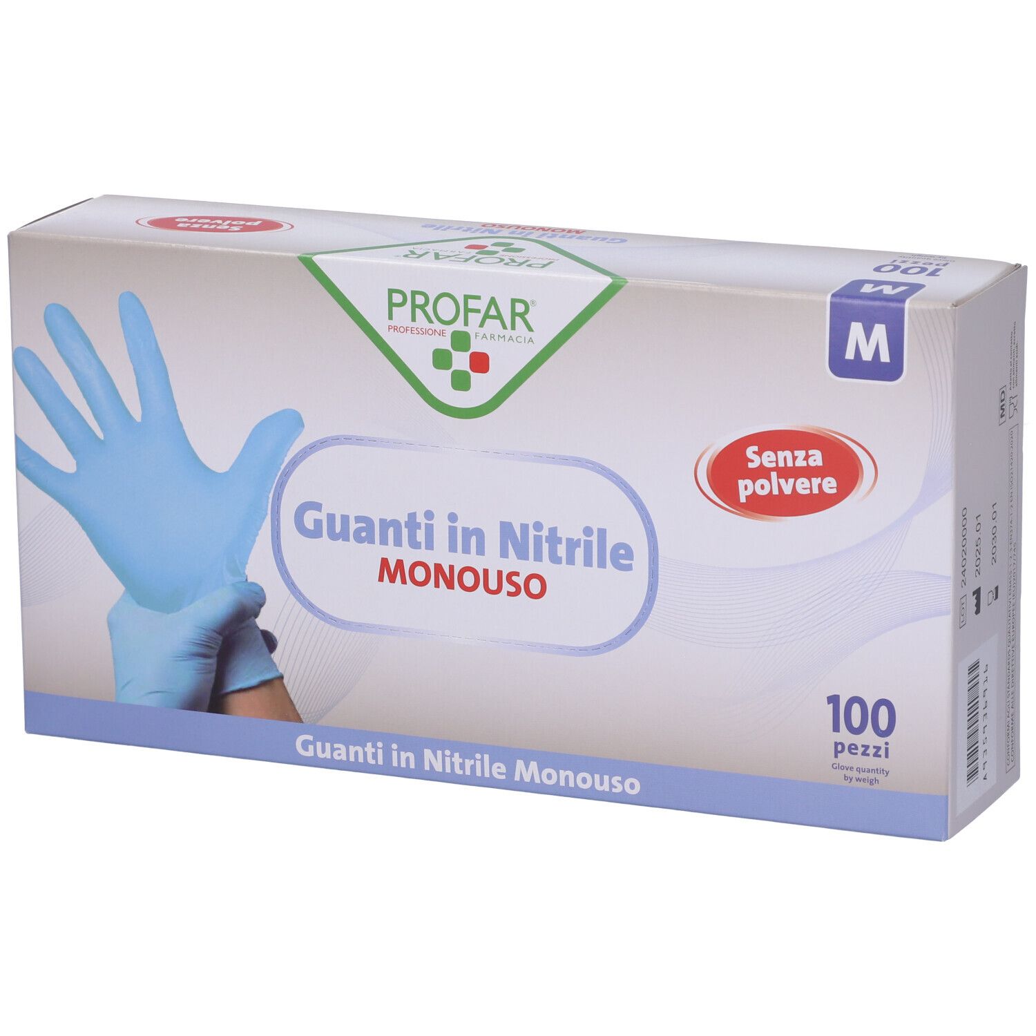 Profar Guanto In Nitrile Senza Polvere Taglia M 100 pz Guanti
