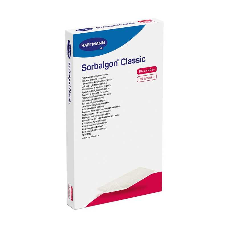 Sorbalgon classic medicazione in alginato di calcio 10x20cm 5 pezzi