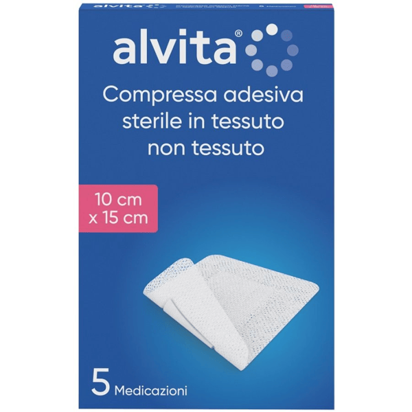 Alvita Garza Adesiva Tessuto Non Tessuto 10 x 15 cm 5 Pezzi