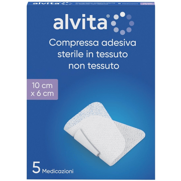 Alvita Garza Adesiva Tessuto Non Tessuto 10 x 6 cm 5 Pezzi