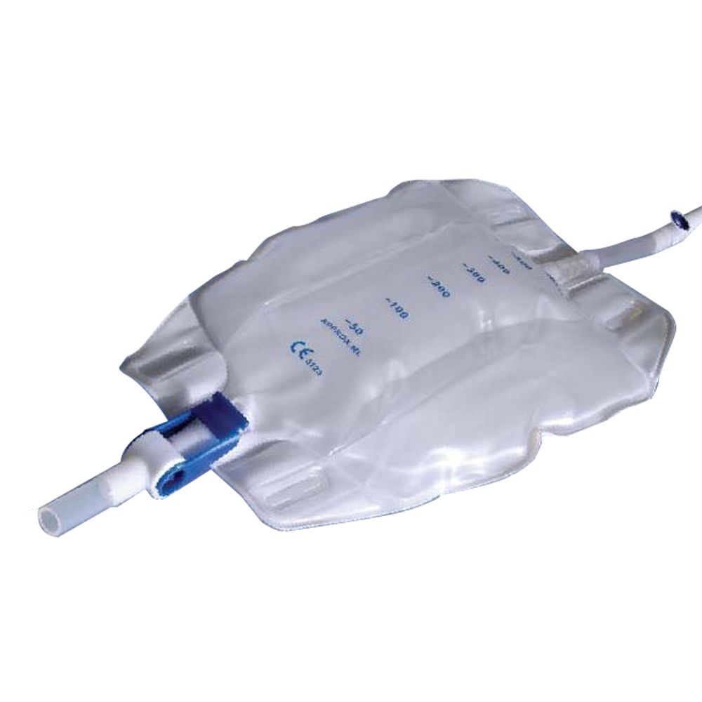 Sacca Raccogli Urina Da Gamba Per Incontinenza 3 Camere Comfort 500 Ml Sterile In Pvc Lato Rivestito Tnt Con Tubo Diritto 30 Cm 8 Pezzi pz Bustina