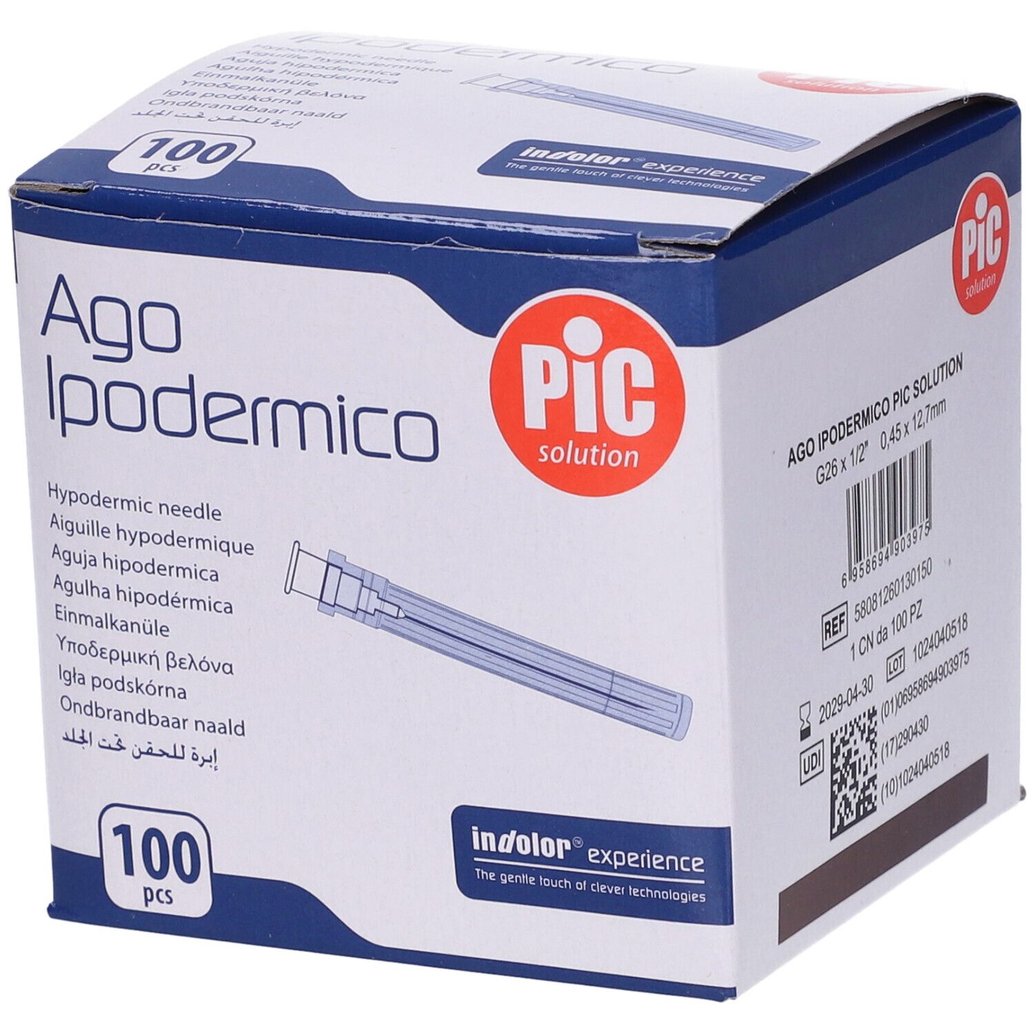 PIC Ago Ipodermico Monouso Gauge 26 1/2 - 100 Pezzi pz per iniezione — confronto prezzi