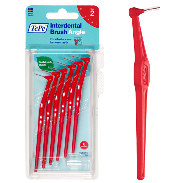 TePe Angle Rosso Scovolino Angolato Interdentale ISO 2 0,5 mm 6 Pezzi Anti-Placca Denti Posteriori