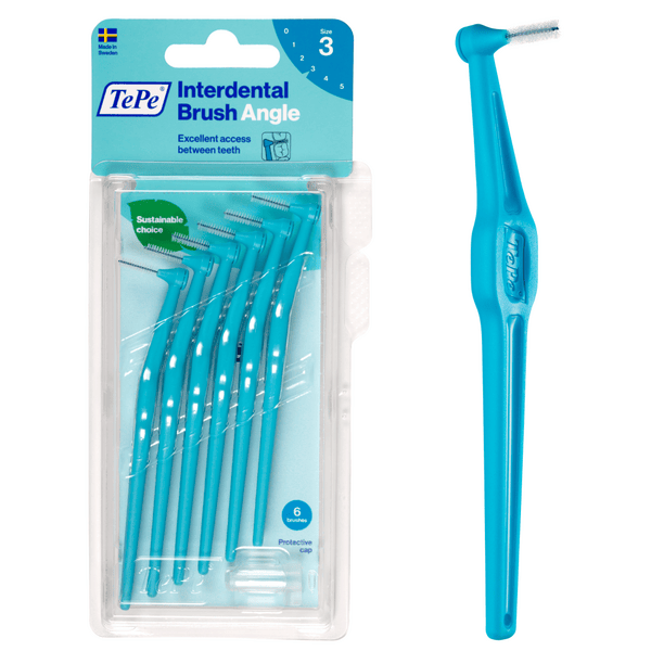 TePe Angle Blu Scovolino Angolato Interdentale ISO 3 0,6 mm 6 Pezzi Anti-Placca Denti Posteriori