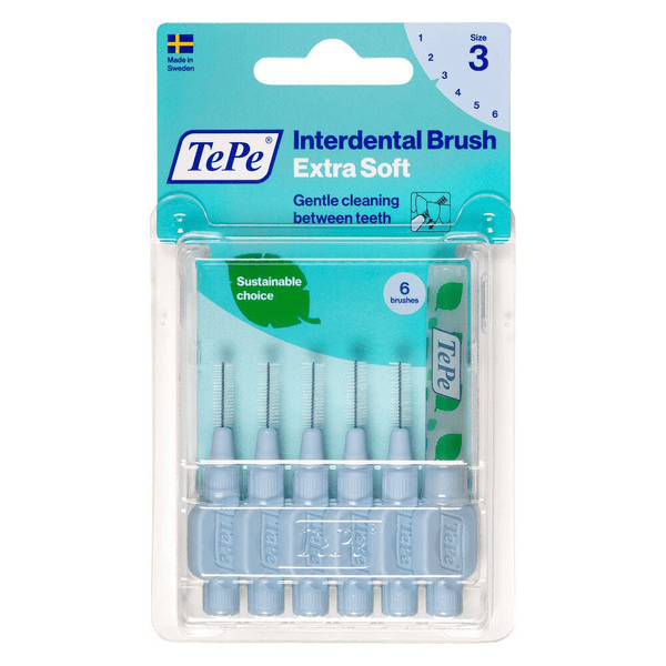 TePe Extra Soft Blu ISO 3 Scovolino Interdentale X-Soft 0,6 mm 6 Pezzi Setole Morbide Gengive Sensibili