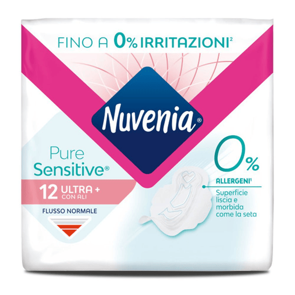 Nuvenia Pure Sensitive Ultra Giorno 12 Assorbenti Delicati 0 % Allergeni Pelli Sensibili