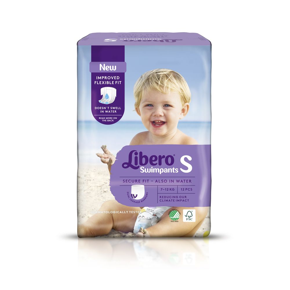 Libero Swim Pants - Pannolini a mutantina per il mare e la piscina taglia S 7-12 kg, 12 pannolini