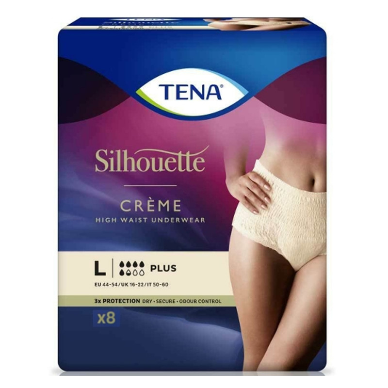 Tena Silhouette Crème Plus Mutandine Assorbenti Taglia L 8 Pezzi