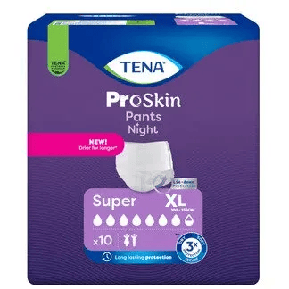 Tena Pants Night Super XL 10 Pezzi Mutandina Assorbente Notte per Incontinenza con Massima Protezione Notturna