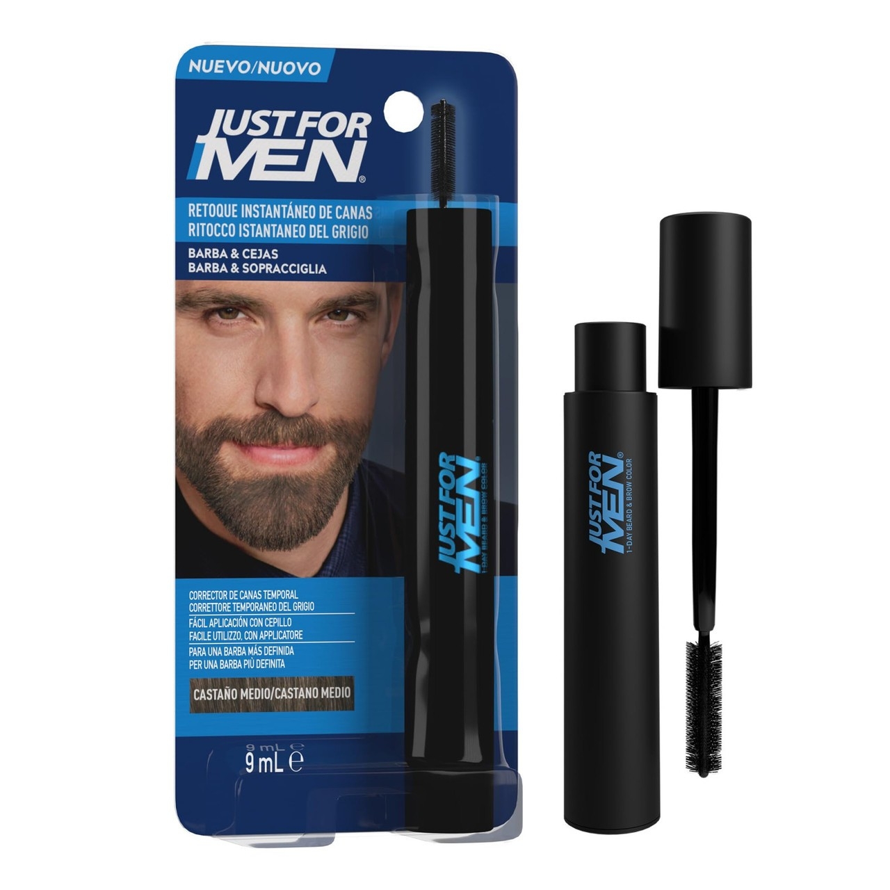 Just For Men Ritocco Istantaneo Del Grigio Per Barba E Sopracciglia Castano Medio