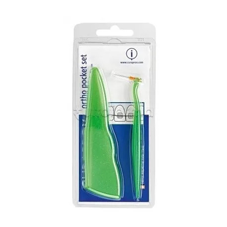 Curaprox CPS Ortho Pocket Set Kit Igiene Orale Ortodontica con Scovolini Interdentali Manico UHS 451 e Cera Ortodontica 1 Set - CURAPROX