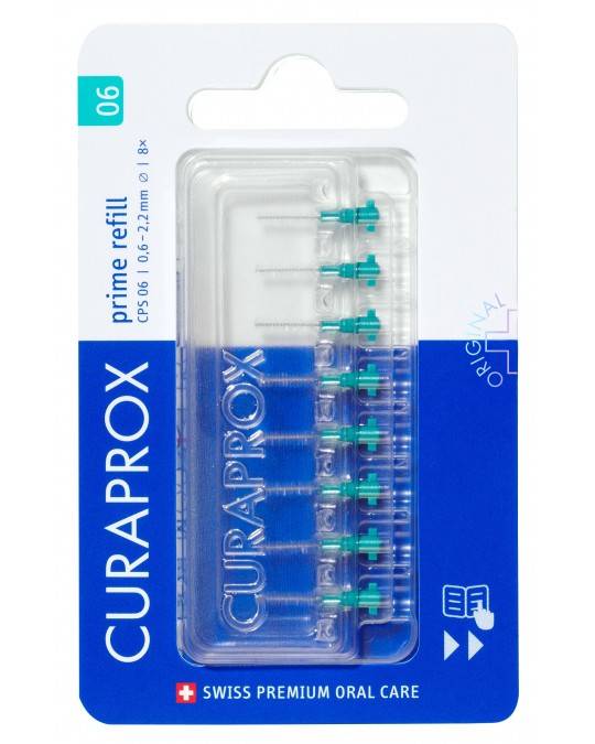Curaprox CPS 06 Refill per Prime Scovolino Interdentale Turchese, 8 Pezzi