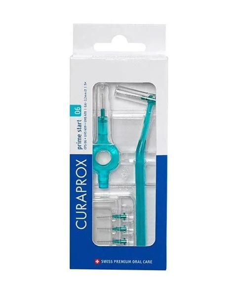 Curaprox CPS 06 Prime Start 5 Scovolini Interdentali Turchese 0,6 mm Anti-Placca Spazi Stretti + 2 Maniglie