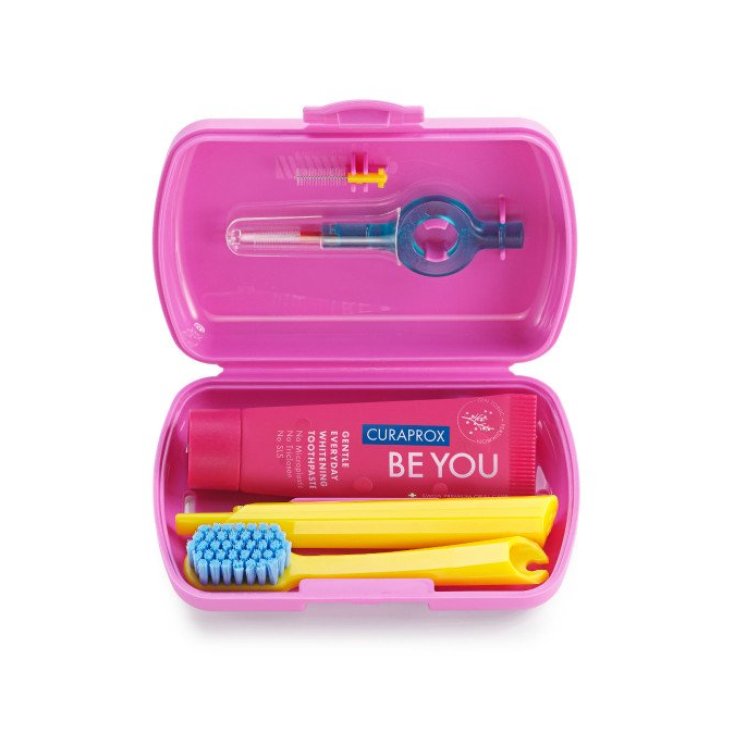 Curaprox Be You Travel Set Rosa Spazzolino + Dentifricio + 2 Scovolini