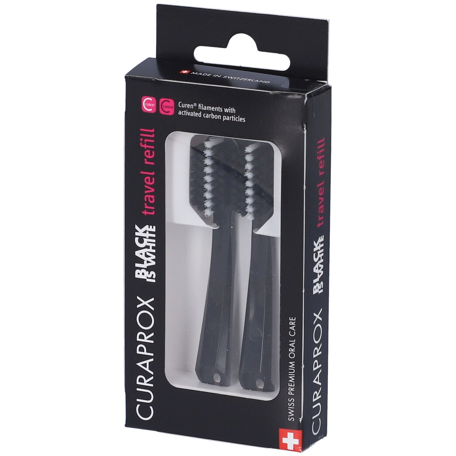 Curaprox Testine Di Ricambio Per Spazzolino Da Viaggio Black Is White 2 Pezzi 1 pz da denti