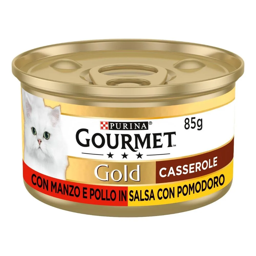 NESTLE' PURINA GOURMET GATTO GOLD CASSEROLE SALSA MANZO POLLO 85GR (lattina) — confronto prezzi