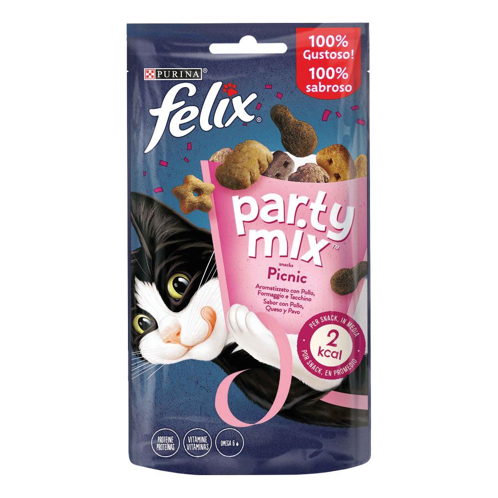 NESTLE' PURINA FELIX GATTO SNACK PARTY MIX PICNIC POLLO FORMAGGIO TACCHINO 60GR — confronto prezzi